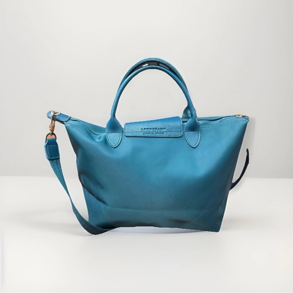 Longchamp Le Pliage Neo Teal Blue Tote Large with Strap - Picture 2 of 16